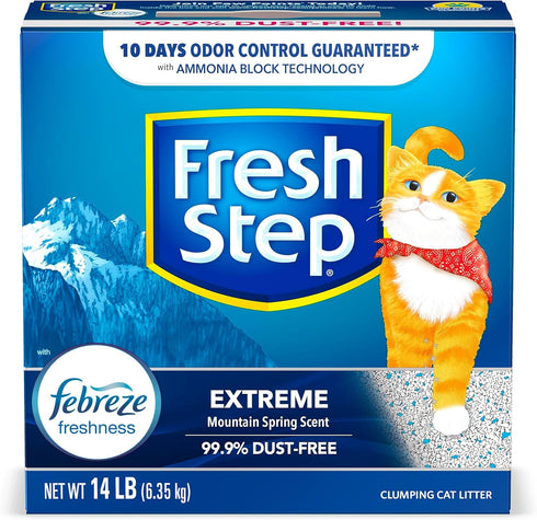 Fresh Step Clumping Cat Litter, Extreme, 14 lb, Long Lasting Odor Control with Activated Charcoal