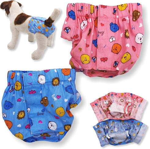 Pack of 2 Sanitary Pants Dog Female Diapers Cotton for Small Pet Cat (S: Waist: 10" - 13")