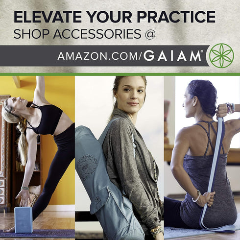 Gaiam Yoga Mat - Premium 6mm Extra Thick Non Slip Exercise & Fitness Mat for Yoga, Pilates & Floor Workouts