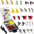 PLUSINNO Fly Fishing Flies Kit, 26/78Pcs Handmade Trout Bass Fishing Gear with Dry/Wet Flies, Streamers, Fly Box