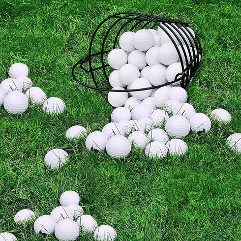 Golf Ball Metal Range Basket 2 Pack | Container Holds 50 Balls | Golf Ball Bucket with Handle