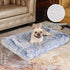 Bedfolks Waterproof Dog Crate Bed, Plush Dog Bed with Removable Washable Cover for Large Dogs, 35"x23", Dark Blue