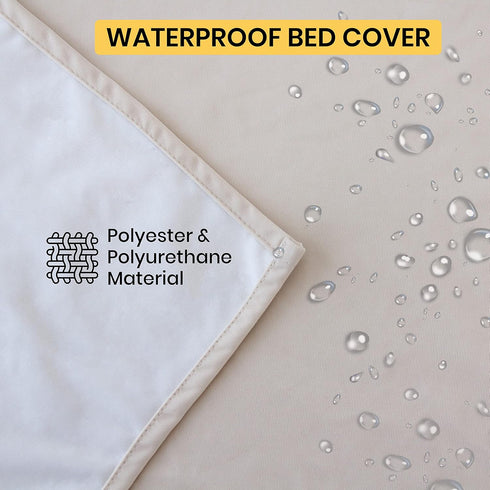 SILLY LEGACY Thin Reversible Waterproof Protective Cover for Bed or Couch, for Dogs and Cats (Queen 82 x 82, Beige)