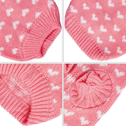 Dog Knitted Heart Sweater, Warm Soft Holiday Clothes for Large Cats and Dogs, Pink, L