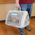 SportPet Designs Foldable Travel Cat Carrier with Waterproof Bed, Front Door Plastic Collapsible Carrier, Gray
