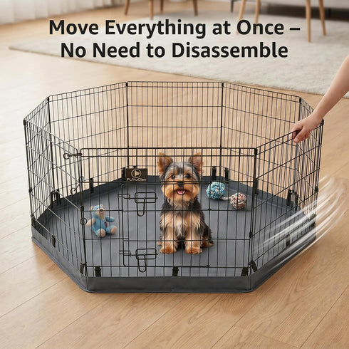 24" 600D PJYuCien Octagonal Playpen Bottom Pad for Side Metal Pet Pen, Waterproof Oxford with Raised Edges & Snap