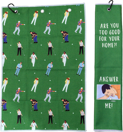 Happy Gilmore Reversible Microfiber Premium Tri Fold Golf Towel, Golf Gift for Men