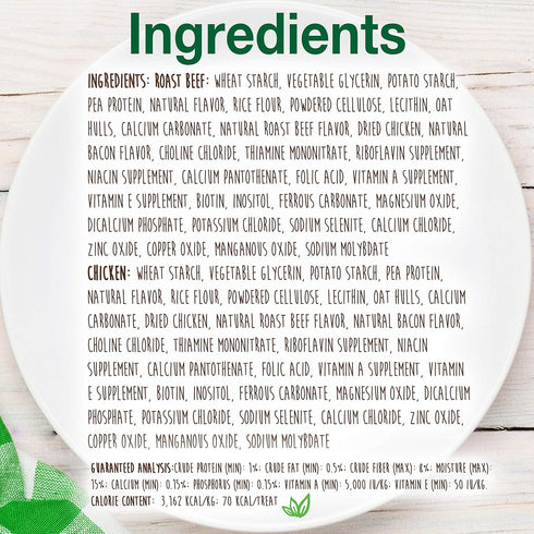 Nylabone Healthy Edibles Natural Dog Chews, Long Lasting Roast Beef & Chicken Flavor Treats, Small/Regular, 24 Count.