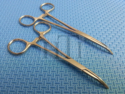 Set of 2 PCS Dog CAT PET Hair Puller Remover by HTI BRAND - Stainless Steel Hemostat Locking Forceps 5" & 5.5"