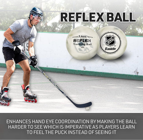 (4) Franklin Sports NHL Hockey Stick Handling Balls - Hockey Training Aids for Stick Handling + Hands Practice - On +