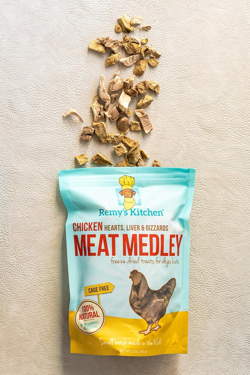 3 oz, 2-Pack Chicken Meat Medley Freeze Dried Dog Treats USA Sourced and Small Batch Made - Human-Grade, All Natural