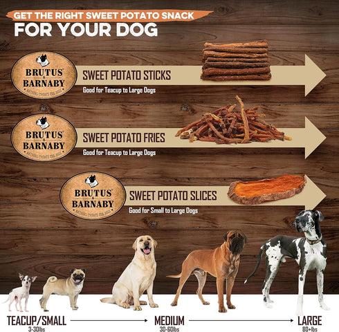 BRUTUS & BARNABY USA Sweet Potato Dog Treats - Grain Free, Cinnamon Pumpkin Crunchy Sticks, Promotes Positive Gut