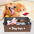 PET ARTIST Sturdy Collapsible Dog Toy Storage Basket with Handles - Large Dog Toy Box Bin for Chew Toys, Clothes, Brown