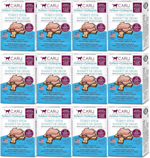 Caru Turkey Stew for Cats, Natural Cat Food with Added Vitamins, Non-GMO, Complete & Balanced, 6 oz, Case of 12
