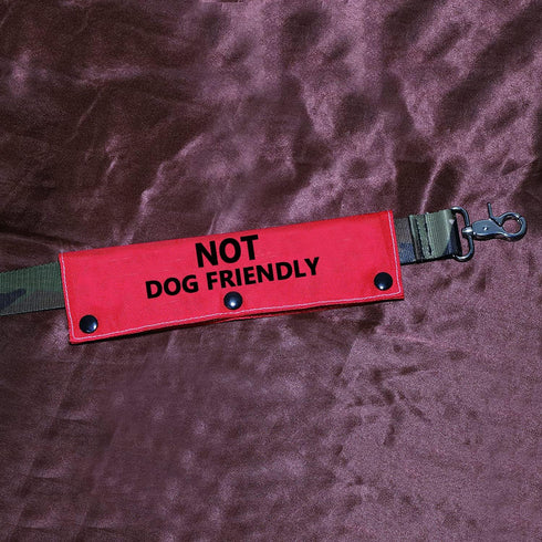Funny Dog Leash Sleeve Not Dog Friendly, Dog Leash Wrap Alert Hanging ID Patch Tag for Pet Birthday Gift