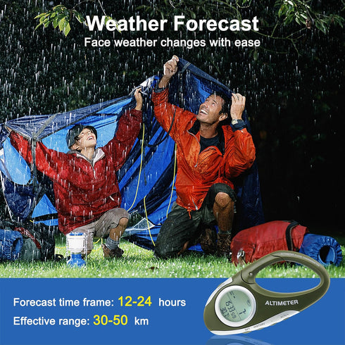 Portable Digital Altimeter Compass with Weather Forecast, Multi-Function Barometer for Hiking, Camping, RVs, Outdoor