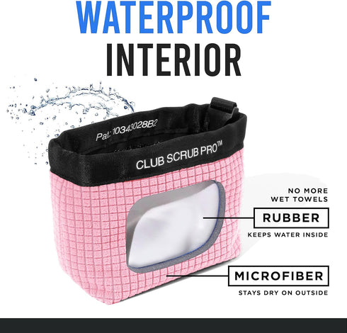 Golf Club and Ball Cleaning Bag, Waterproof Clean Face Technology, Machine Washable, Detachable Clip, Cleans Club