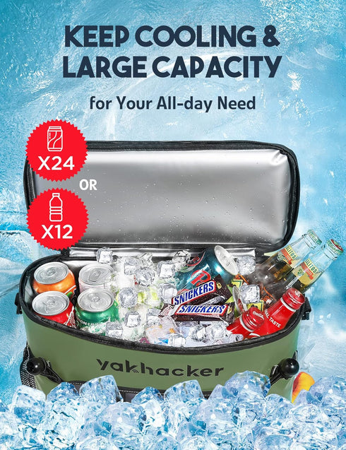 Waterproof Kayak Cooler Bag, Portable Ice Chest for Kayaking, Travel, Lunch, Beaches & Trips, Lawn-Chair Style Seats