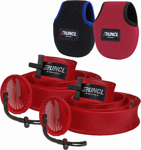 RUNCL Fishing Rod Sleeves & Reel Bags, 2 Pack Spinning/Casting Rod Socks & Reel Covers for Protection