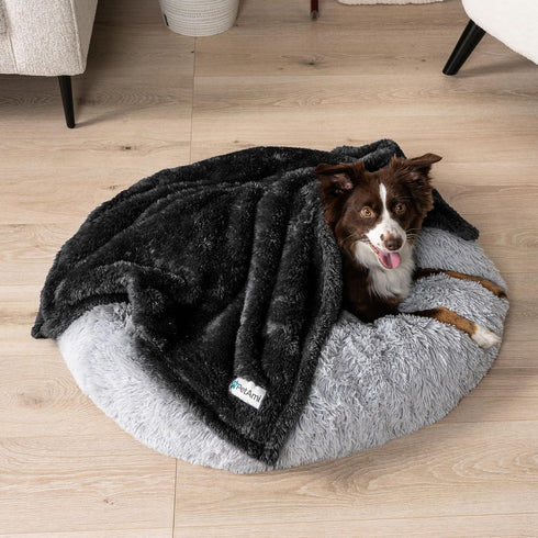 PetAmi Dog Blanket for Small Dogs Black, Fluffy Soft Puppy Blanket, Sherpa Fleece Cat Blanket for Kitten Doggie, Calming Pet Blanket Throw for Couch Sofa Bed Washable, Small 24x32 by PetAmi