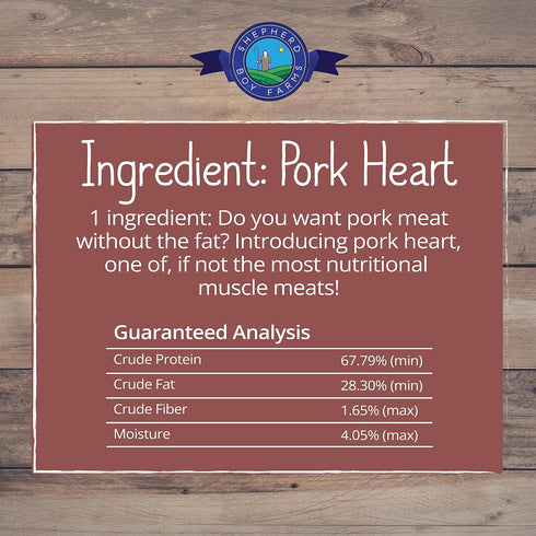 Freeze Dried Dog and Cat Treats - 8oz Pork Heart All Natural Freeze-Dried Dog Treat & Dog Snacks Made in USA