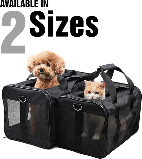 FluffyDream Pet Travel Carrier, Soft Sided Portable Bag for Cats, Small Dogs, Kittens or Puppies 17 lbs Max (Medium)