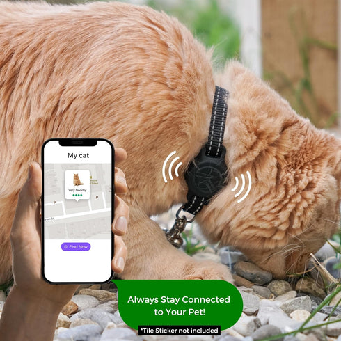 Tile Sticker Cat Collar Holder, Smallest and Lightest Tracking Case for Cats, GPS for iPhone Samsung Android
