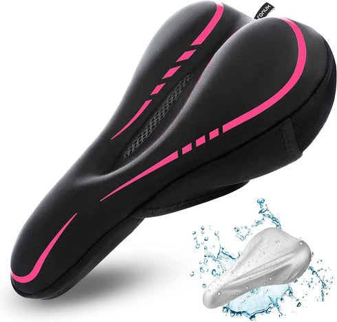 Narrow Gel Bike Seat Cushion, Extra Soft Comfy Bicycle Seat Cover with Extra Memory Foam & Gel for All Bikes