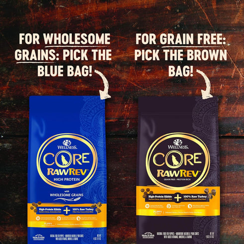 CORE RawRev Grain-Free Dry Puppy Food, Natural Ingredients, 4 lbs, Turkey, Made in USA