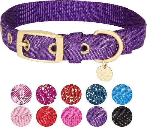 Blueberry Pet Designer Adjustable Dog Collar - Mixed Metallic Thread in Dazzling Tinsel Purple for Small Breed