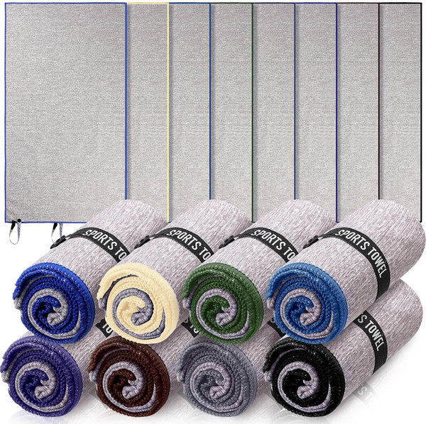 Peryiter 8 Pack Microfiber Quick Dry Gym Towels, Odor-Free Absorbent Fiber, Fast