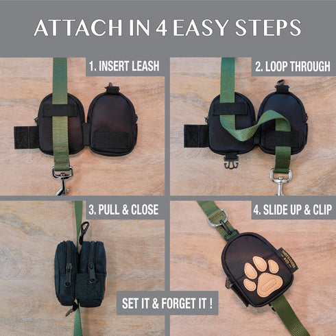 Dog Poop Bag Holder for Leash Dog Treat Pouch, Cute Premium Double Sided Bag Dispenser with Clip Attachment, Outdoor