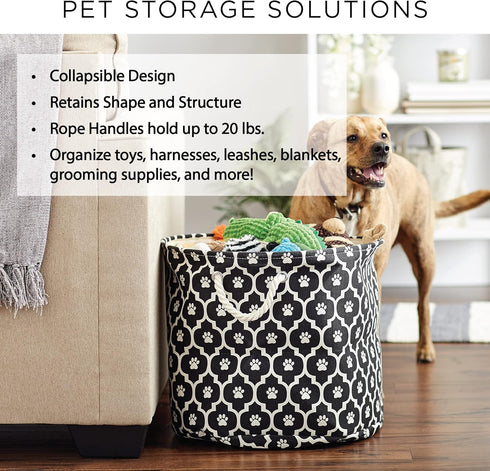 Bone Dry Pet Storage Collection, Lattice Paw Print, Rose, Small Round