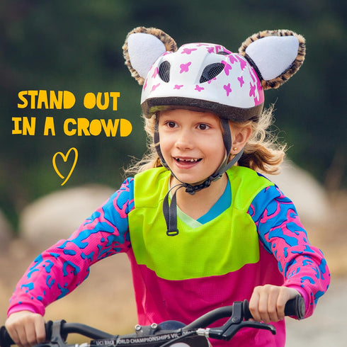 Leopard Helmet Accessories with Sticky Hook & Loop Fastener, Helmet CAT Ears/Covers for Kids and Adults