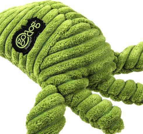 goDog PlayClean Germs Squeaky Plush Dog Toy, Green, Small with Chew Guard Technology