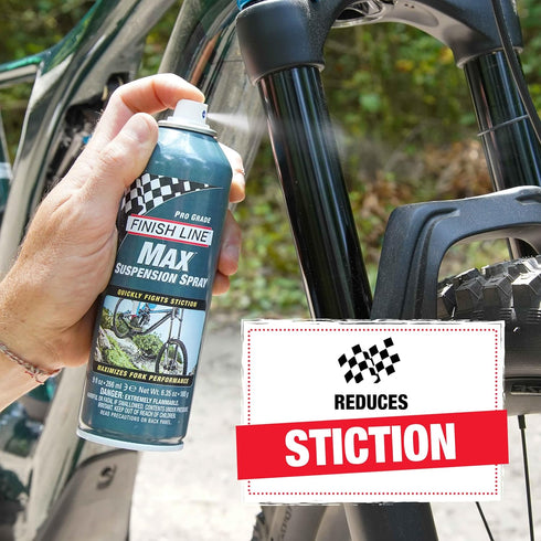 9 oz Finish Line Max Suspension Spray for Bicycles Lubricant for Forks, Shocks, and Dropper Posts Restores Fork