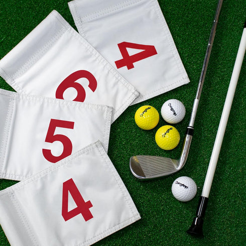 KINGTOP Numbered Golf Flag - 8x6 Inch Upgraded Dual-Layer 420D Nylon, Mini Practice Putting Green Flags