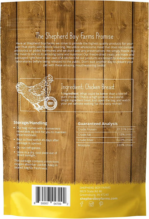 Freeze Dried Dog and Cat Treats, Chicken Breast, All Natural, High in Protein, 8oz, Made in USA, Essential Nutrition
