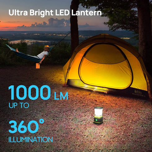 1000LM, 4 IPX4 2-Pack Consciot LED Battery Powered Camping Lantern, Light Modes, Waterproof Portable Tent Flashlight