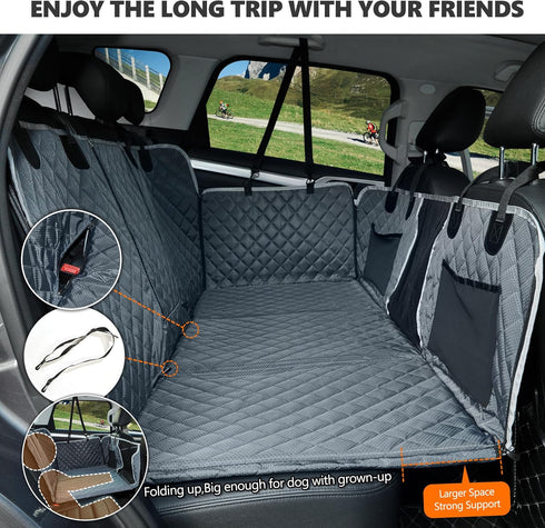 ANOSOSPECIAL Hammock Back Seat Extender for Dog,Waterproof Hard Bottom Dog Car Seat Cover for Back Seat