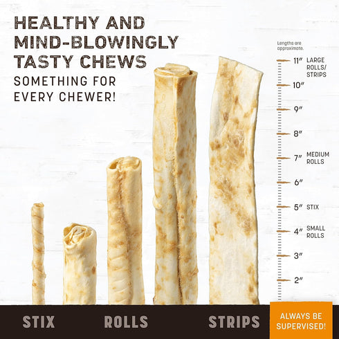 Earth Animal No Hide Strips Chicken Flavored Natural Treats | Quick & Thin Dog Chews | 4 Pack, 16 Count