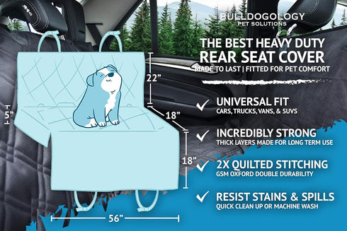 58"x56" Hammock Bulldogology Dog Car Seat Cover for Back Seat Waterproof Pet Seat Cover SUV - Seat Cover for Dogs