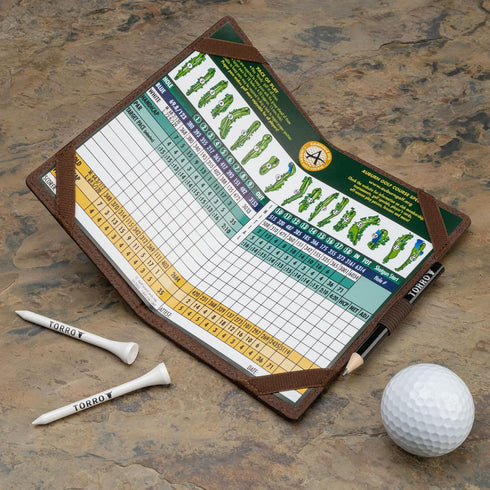 TORRO Regular Golf Scorecard Holder, Genuine Leather Golf Score Card Wallet with Pencil Loop