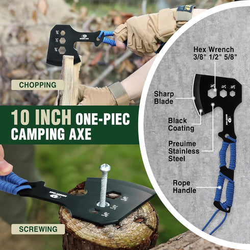 Mossy Oak Hatchet and Machete Knife Set with Sheath, One-Piece Axe & Hunting Knives, Ideal Gift for Men