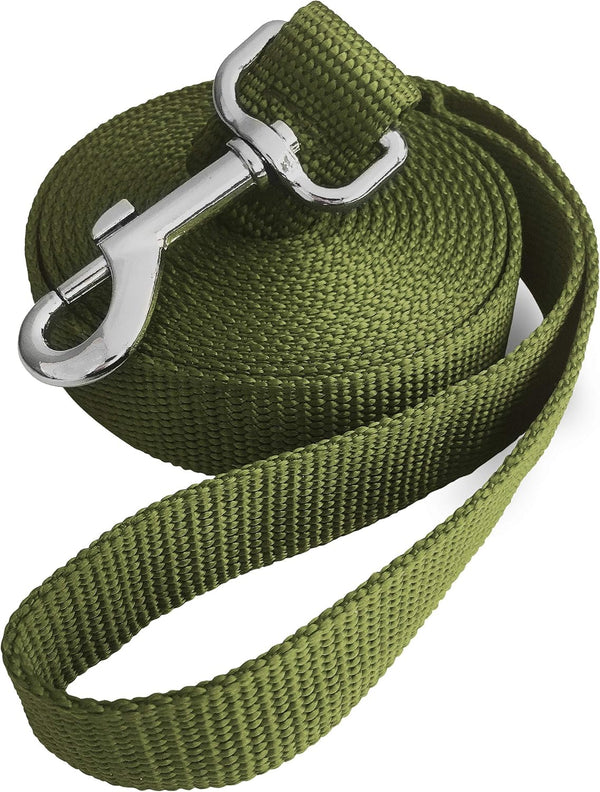 10ft Dark Green Dog Leashes, Extra Long Traditional Style Leads for Large, Medium & Small Dogs