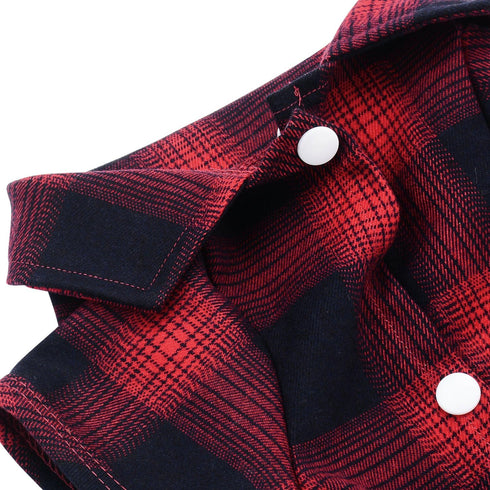 Koneseve Dog Shirt - Pet Plaid T-Shirt for Small Dog Cat Puppy, Cozy Halloween and Christmas Costumes (Red; L/Large)