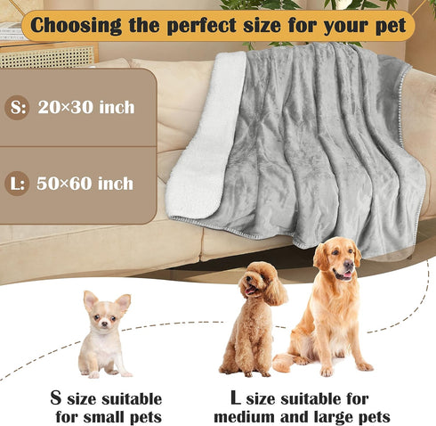 Kritter Planet Waterproof Small Dog Blanket, Soft Washable Furniture Protector, Reversible Sherpa Fleece Couch Cover