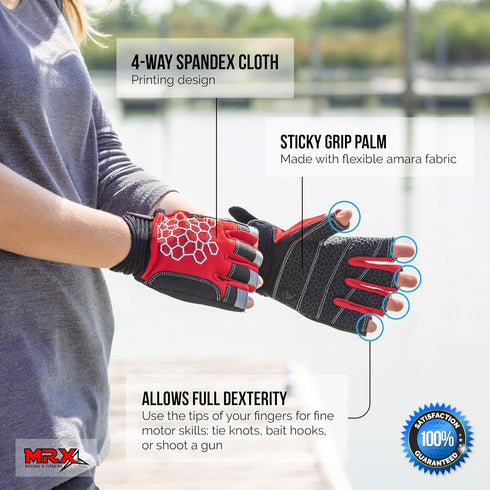 MRX BOXING & FITNESS Sailing Gloves, Sticky Palm Gripy Glove for Yachting, Kayak, Fishing, Multi Colors