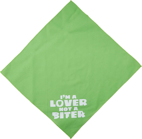 Mirage Pet Products I'm a Lover Not a Biter Screen Print Bandana for Pets, Small, Lime Green