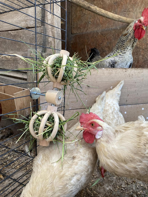 Spinning Feeder Ball Toy for Chickens, Food Holder for Backyard Coops, Enrichment Hay Ball, Gift for Chicken Keepers